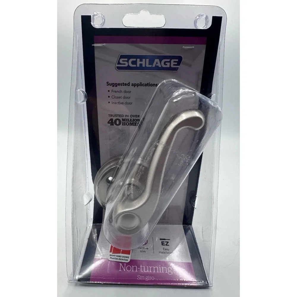 Schlage non turning door handle left handed closet, french inactive door